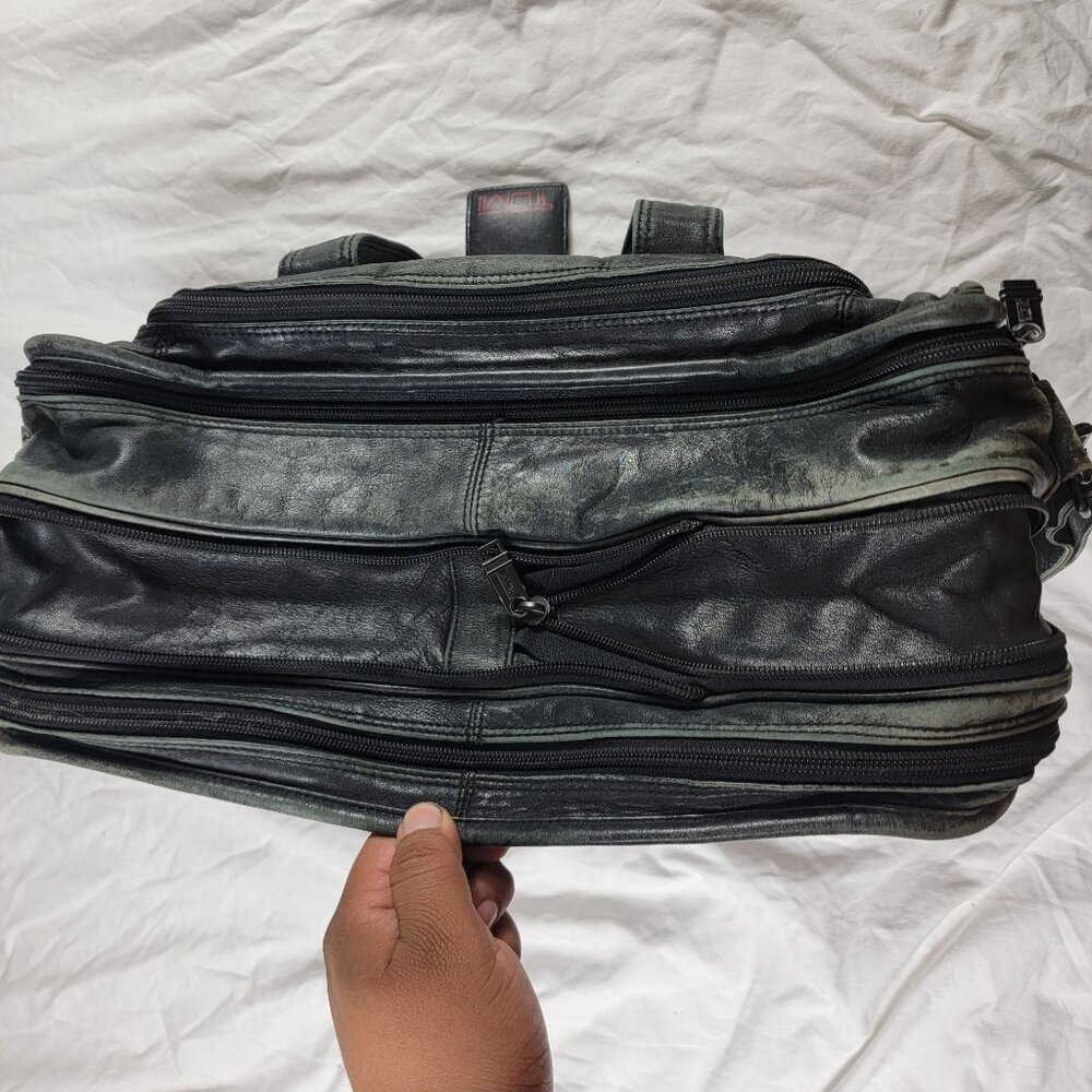 Tumi Alpha Black Leather Expandable Organizer Briefcase Bag - Picture 8 of 9